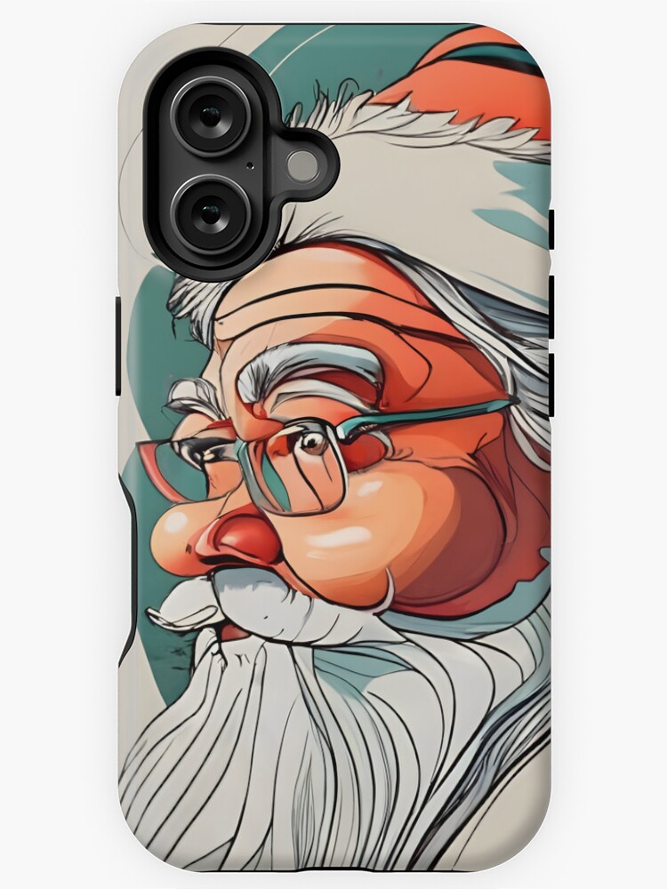 Thumbnail 1 of 4, iPhone Case, Christmas Santa Claus Portrait drawing designed and sold by Patricks-Art.