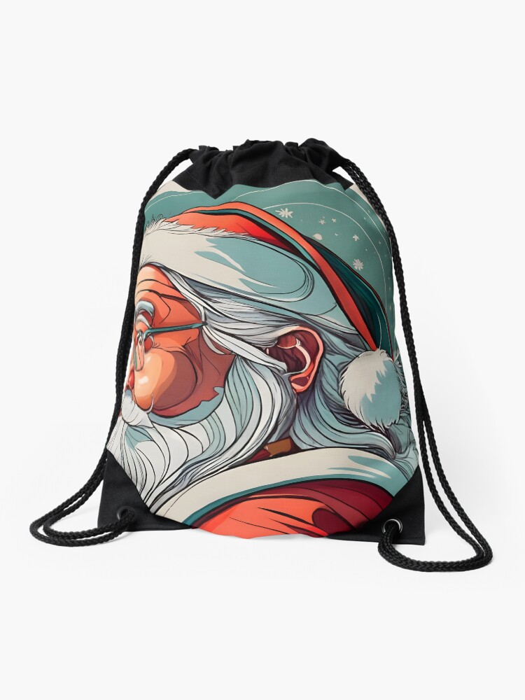 Thumbnail 1 of 3, Drawstring Bag, Christmas Santa Claus Portrait drawing designed and sold by Patricks-Art.