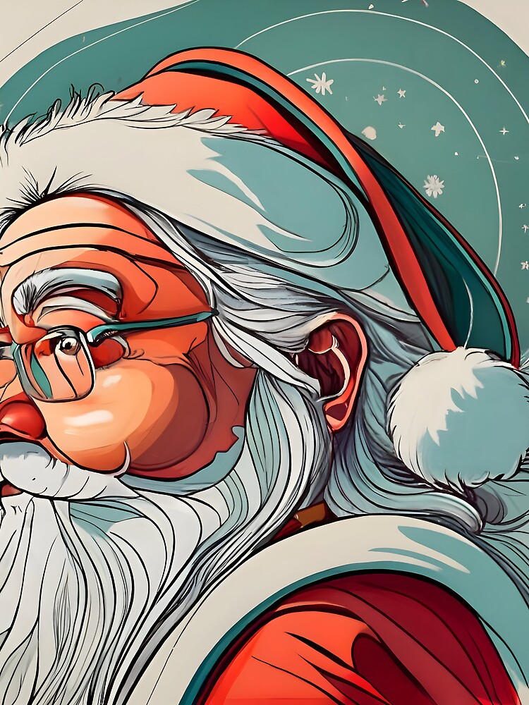 Thumbnail 3 of 3, Drawstring Bag, Christmas Santa Claus Portrait drawing designed and sold by Patricks-Art.