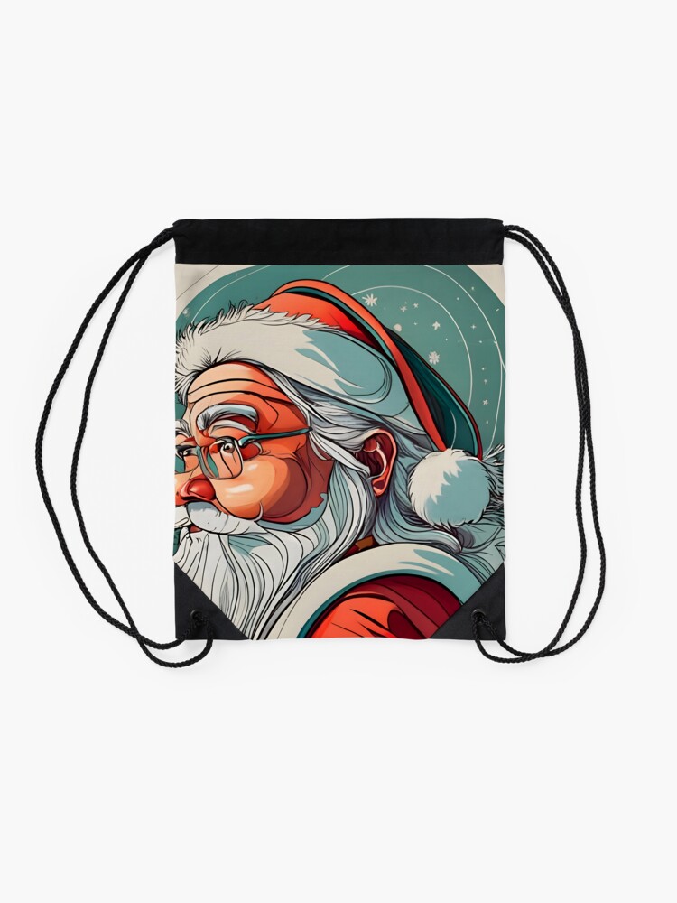 Thumbnail 2 of 3, Drawstring Bag, Christmas Santa Claus Portrait drawing designed and sold by Patricks-Art.