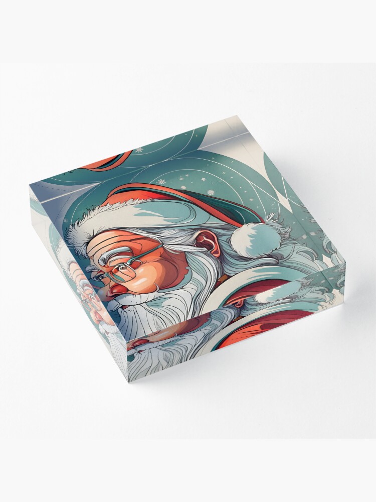 Thumbnail 3 of 5, Acrylic Block, Christmas Santa Claus Portrait drawing designed and sold by Patricks-Art.