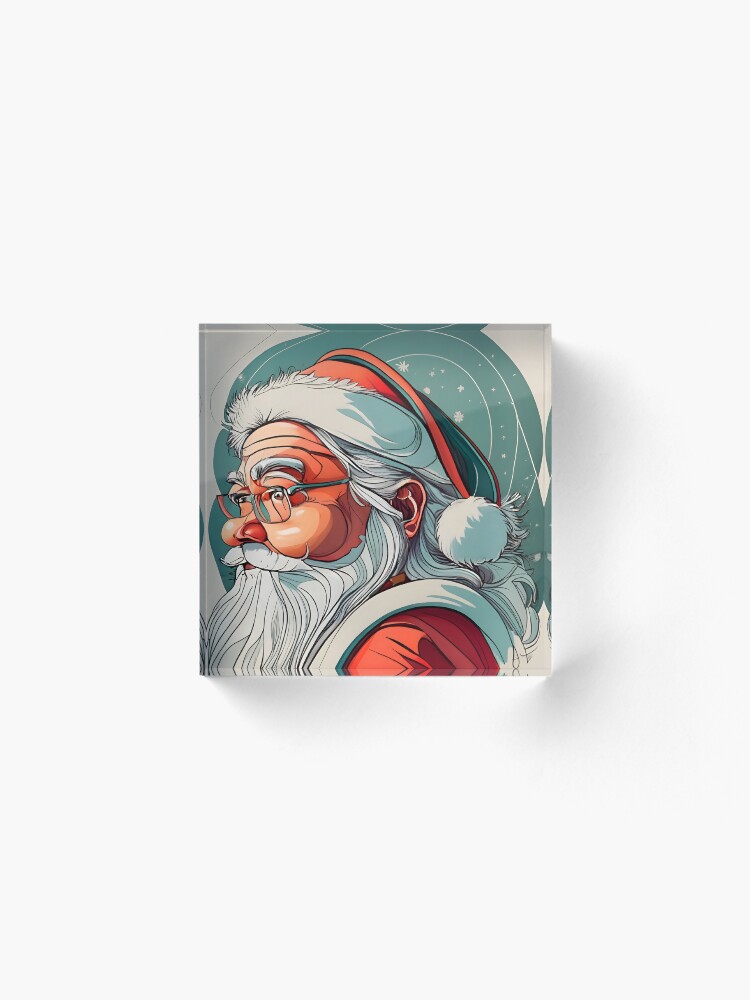 Thumbnail 2 of 5, Acrylic Block, Christmas Santa Claus Portrait drawing designed and sold by Patricks-Art.