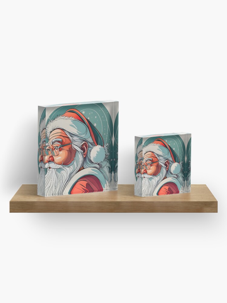 Thumbnail 4 of 5, Acrylic Block, Christmas Santa Claus Portrait drawing designed and sold by Patricks-Art.