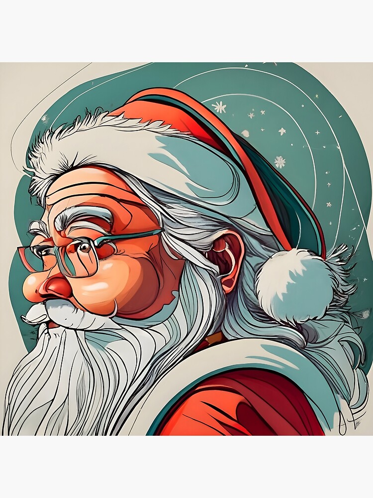 Thumbnail 4 of 4, Pillow, Christmas Santa Claus Portrait drawing designed and sold by Patricks-Art.