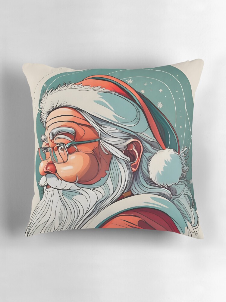 Thumbnail 3 of 4, Pillow, Christmas Santa Claus Portrait drawing designed and sold by Patricks-Art.