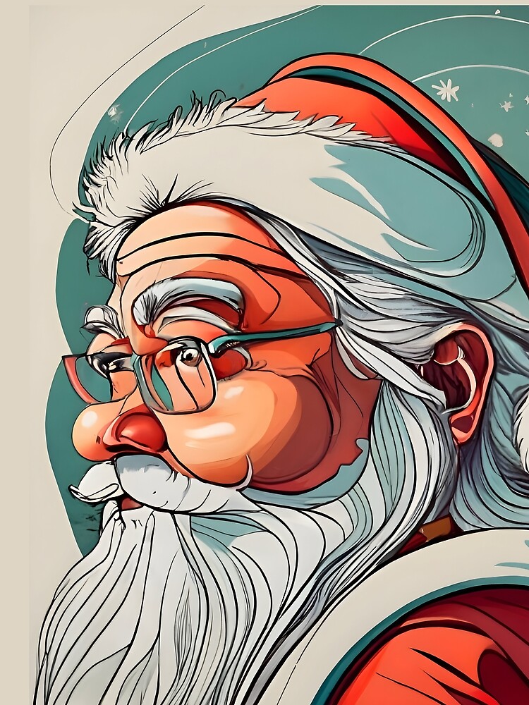 Thumbnail 5 of 5, Graphic T-Shirt, Christmas Santa Claus Portrait drawing designed and sold by Patricks-Art.