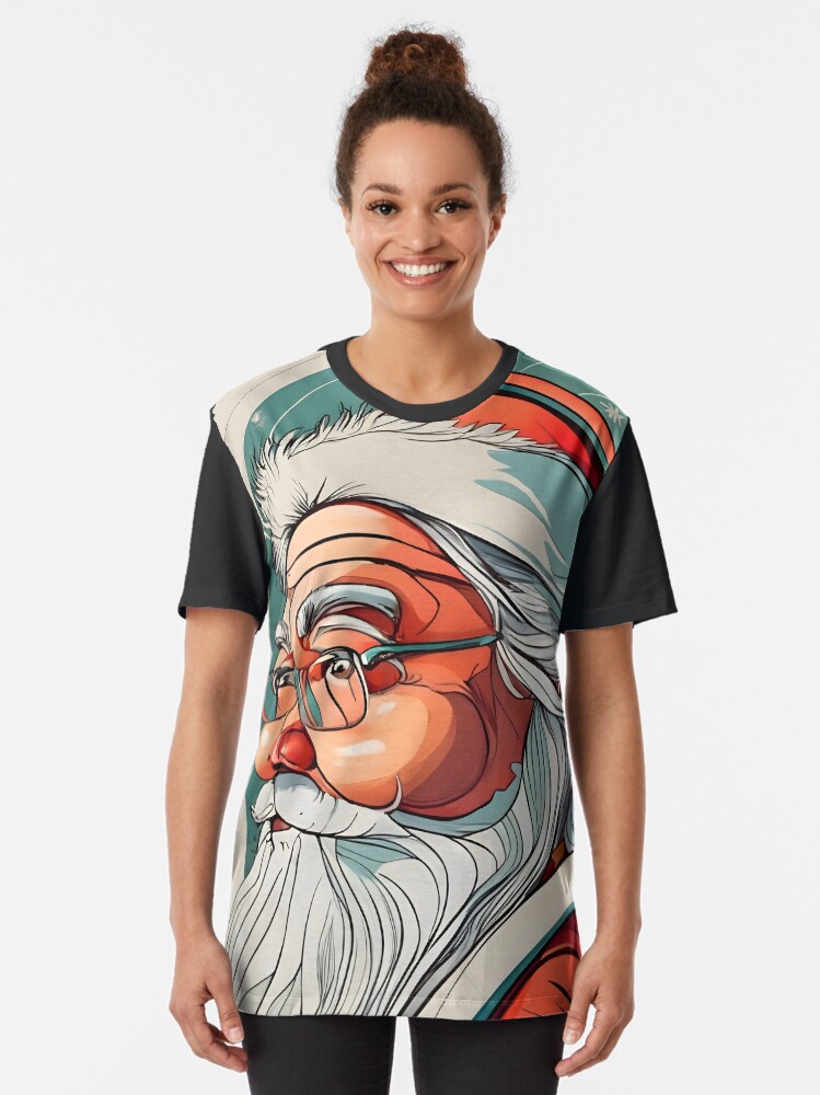 Thumbnail 2 of 5, Graphic T-Shirt, Christmas Santa Claus Portrait drawing designed and sold by Patricks-Art.