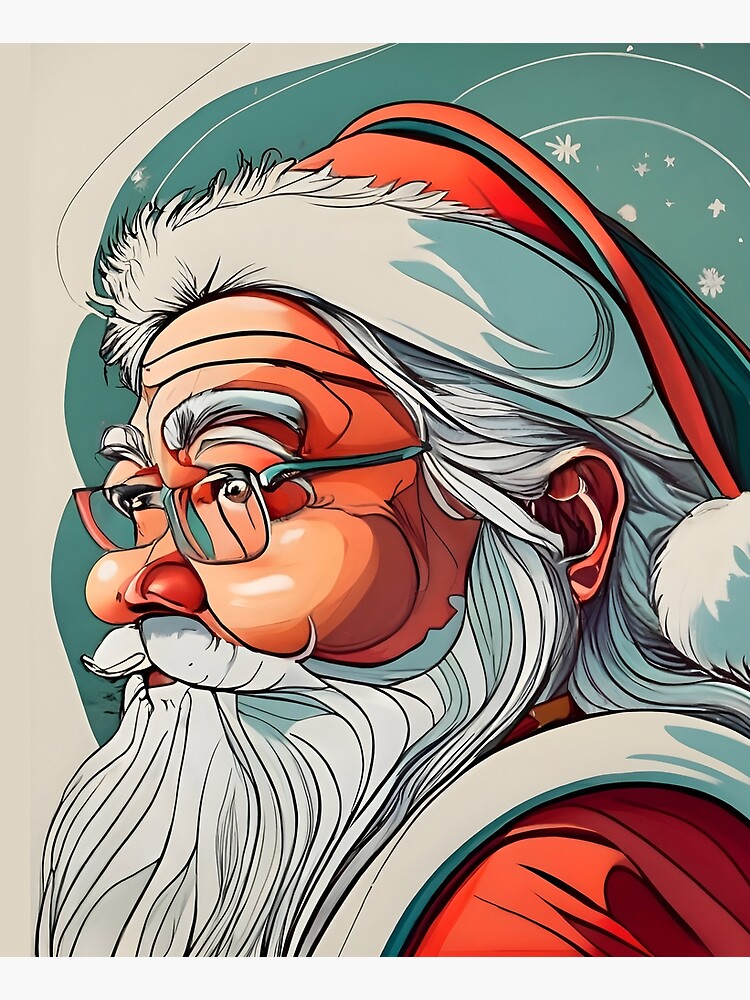 Thumbnail 6 of 6, Apron, Christmas Santa Claus Portrait drawing designed and sold by Patricks-Art.