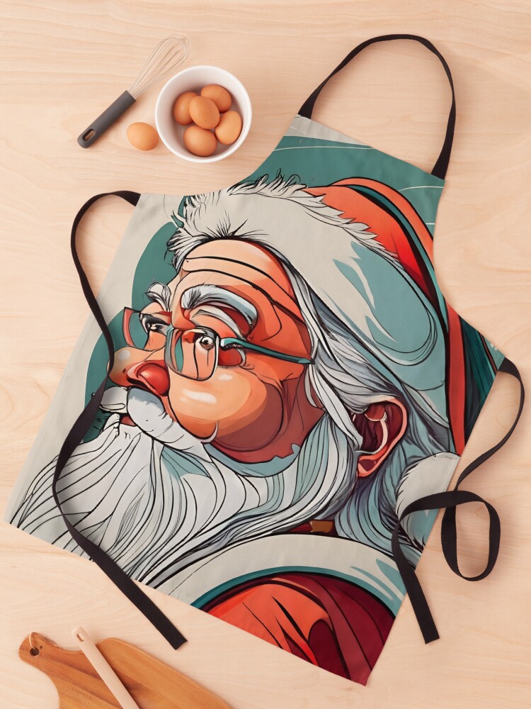 Thumbnail 1 of 6, Apron, Christmas Santa Claus Portrait drawing designed and sold by Patricks-Art.