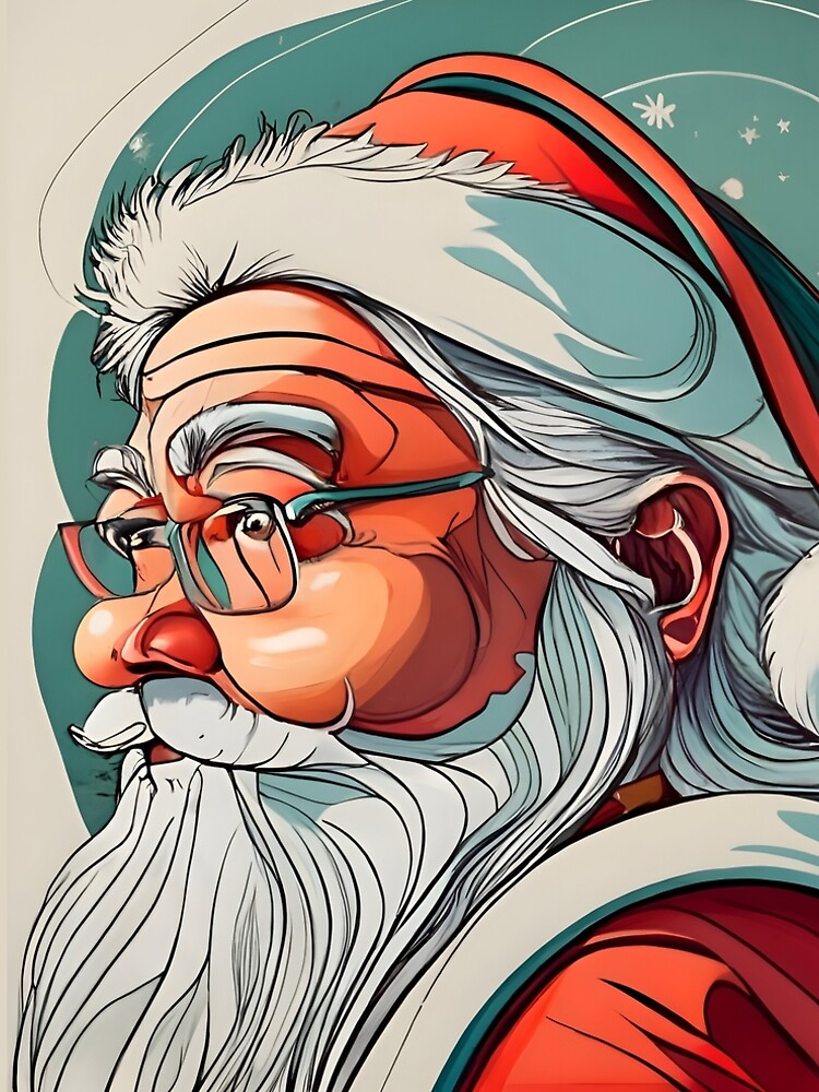 Thumbnail 4 of 4, A-Line Dress, Christmas Santa Claus Portrait drawing designed and sold by Patricks-Art.