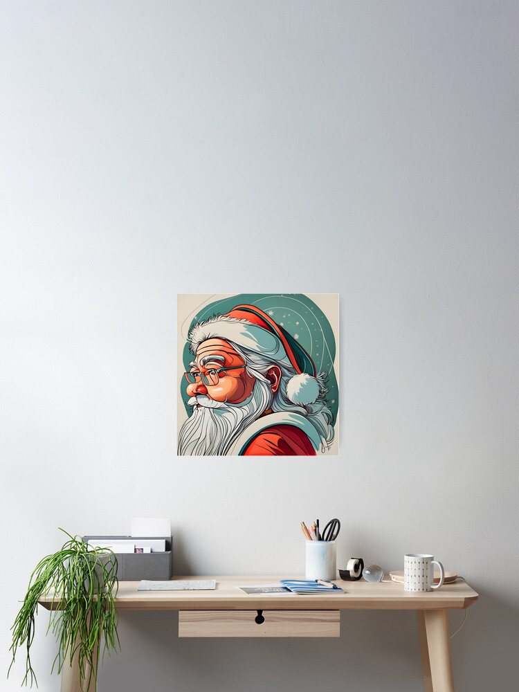 Thumbnail 2 of 3, Poster, Christmas Santa Claus Portrait drawing designed and sold by Patricks-Art.