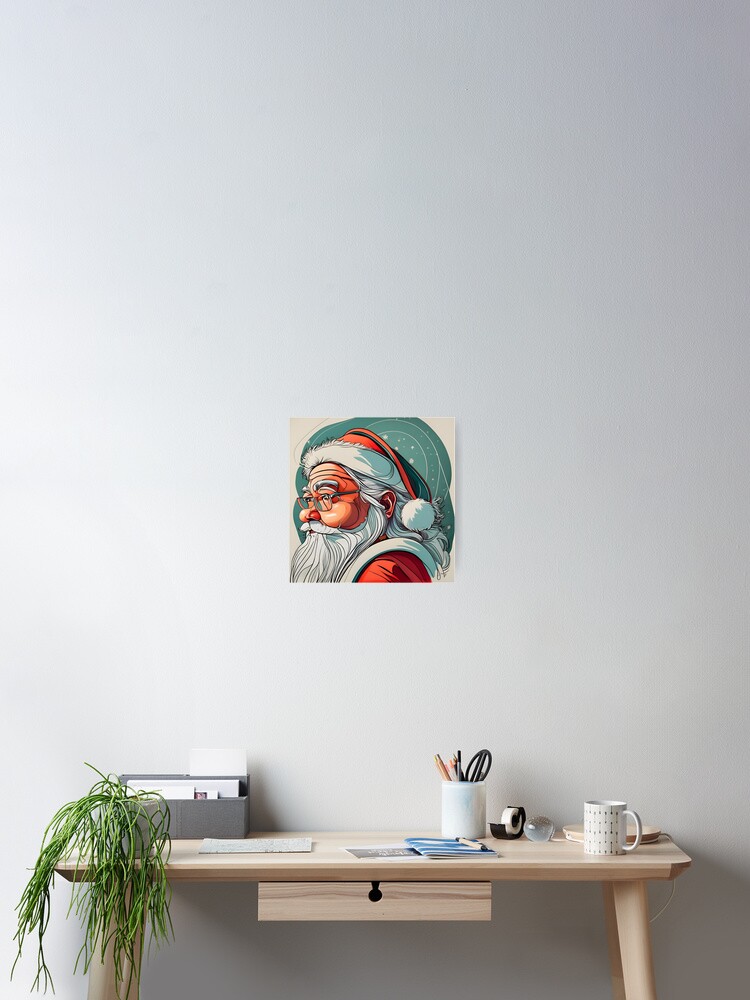 Thumbnail 2 of 3, Poster, Christmas Santa Claus Portrait drawing designed and sold by Patricks-Art.
