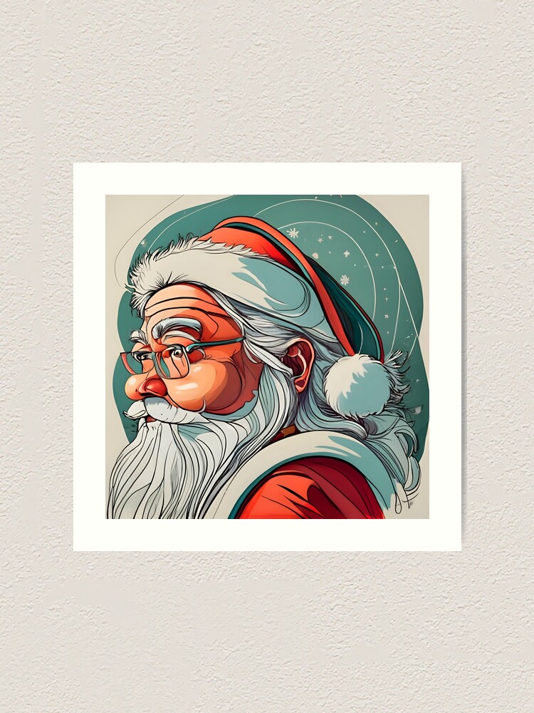 Thumbnail 1 of 3, Art Print, Christmas Santa Claus Portrait drawing designed and sold by Patricks-Art.