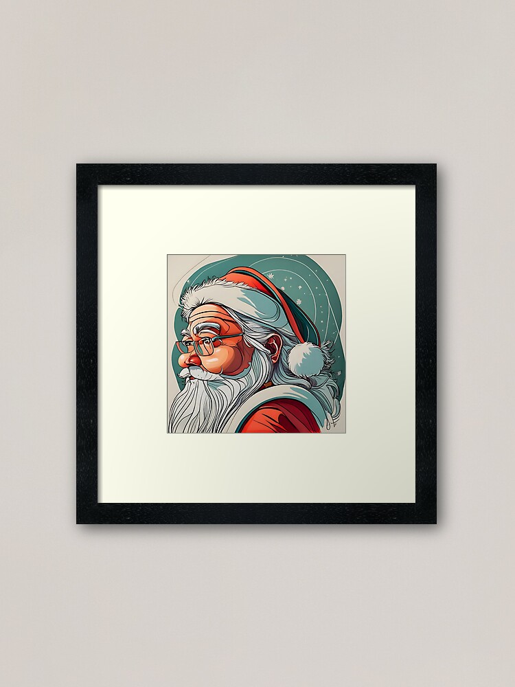 Thumbnail 1 of 7, Framed Art Print, Christmas Santa Claus Portrait drawing designed and sold by Patricks-Art.
