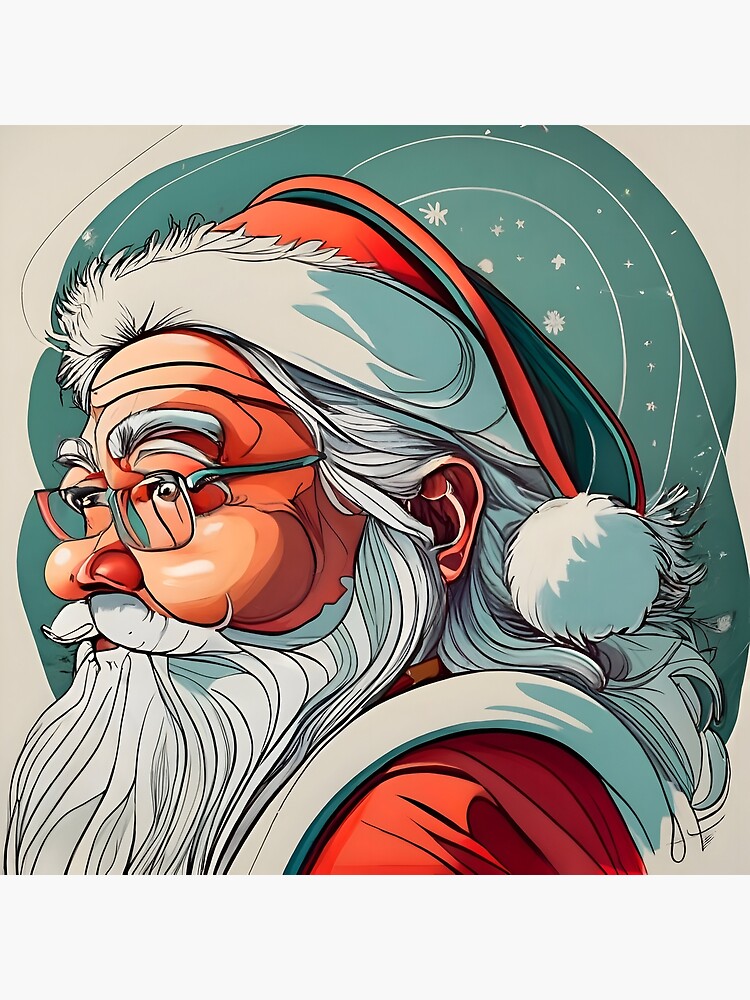 Thumbnail 3 of 3, Photographic Print, Christmas Santa Claus Portrait drawing designed and sold by Patricks-Art.