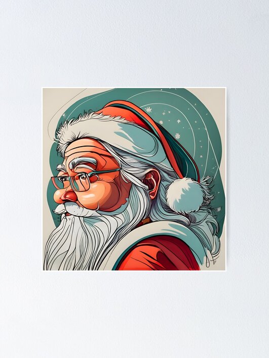 Thumbnail 1 of 3, Poster, Christmas Santa Claus Portrait drawing designed and sold by Patricks-Art.
