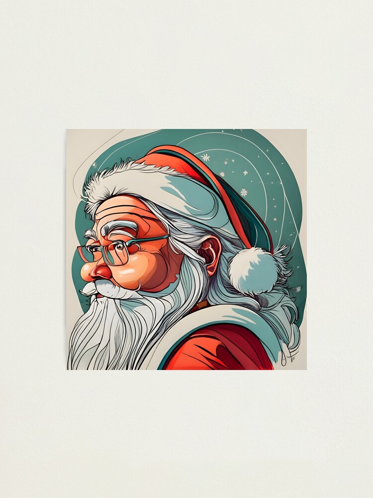 Thumbnail 1 of 3, Photographic Print, Christmas Santa Claus Portrait drawing designed and sold by Patricks-Art.