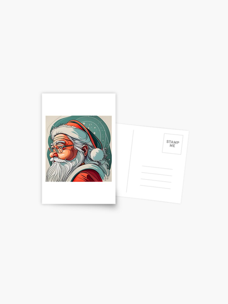 Thumbnail 1 of 2, Postcard, Christmas Santa Claus Portrait drawing designed and sold by Patricks-Art.