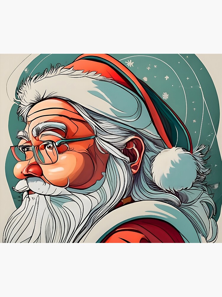 Thumbnail 3 of 3, Tapestry, Christmas Santa Claus Portrait drawing designed and sold by Patricks-Art.