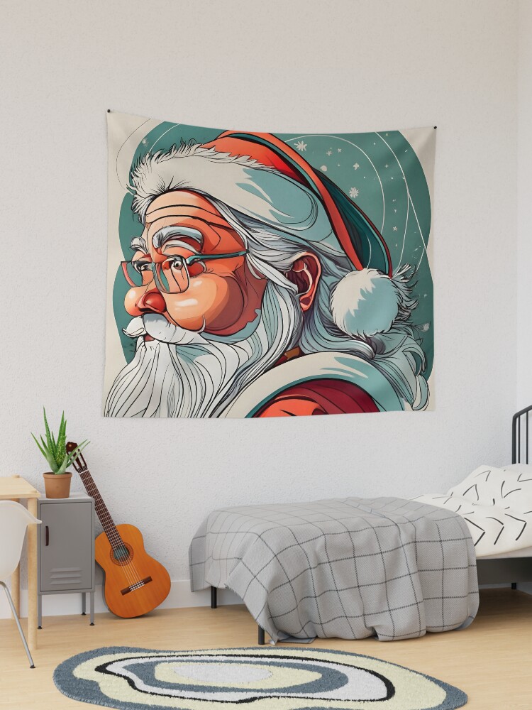 Thumbnail 1 of 3, Tapestry, Christmas Santa Claus Portrait drawing designed and sold by Patricks-Art.