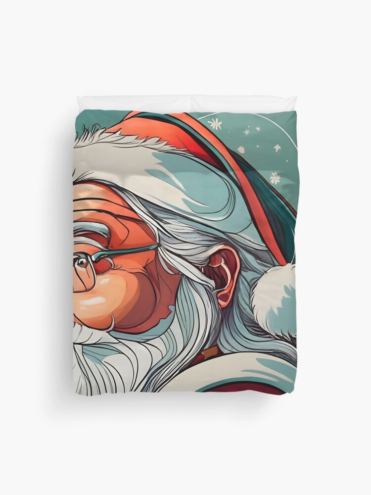 Thumbnail 1 of 2, Duvet Cover, Christmas Santa Claus Portrait drawing designed and sold by Patricks-Art.