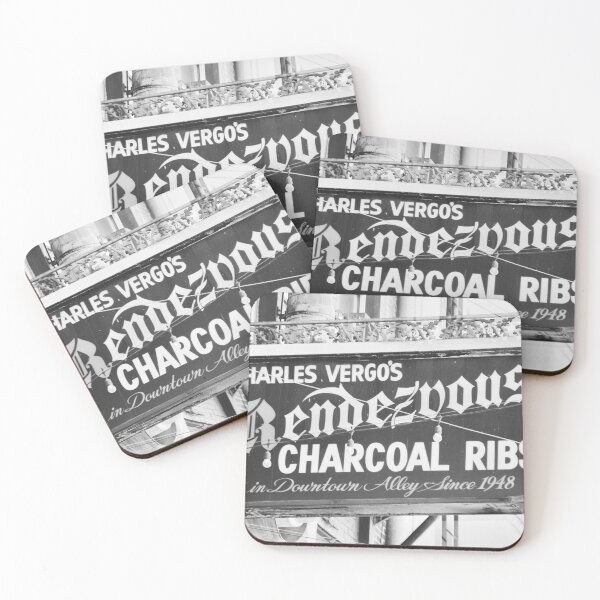 Item preview, Black And White Charles Vergos Rendezvous Charcoal Ribs Memphis Tennessee designed and sold by LisaWootenPhoto.
