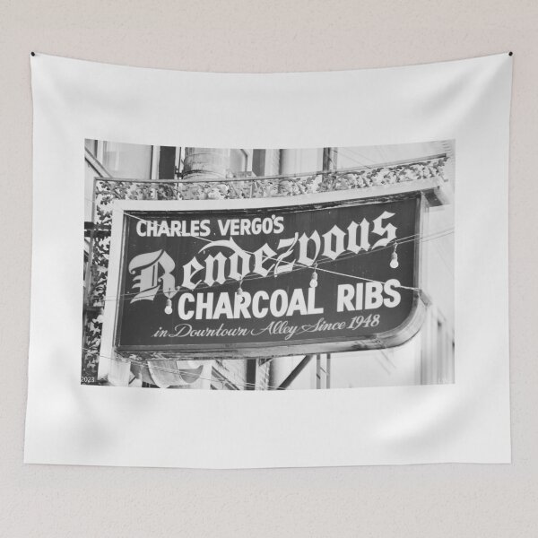 Item preview, Black And White Charles Vergos Rendezvous Charcoal Ribs Memphis Tennessee designed and sold by LisaWootenPhoto.