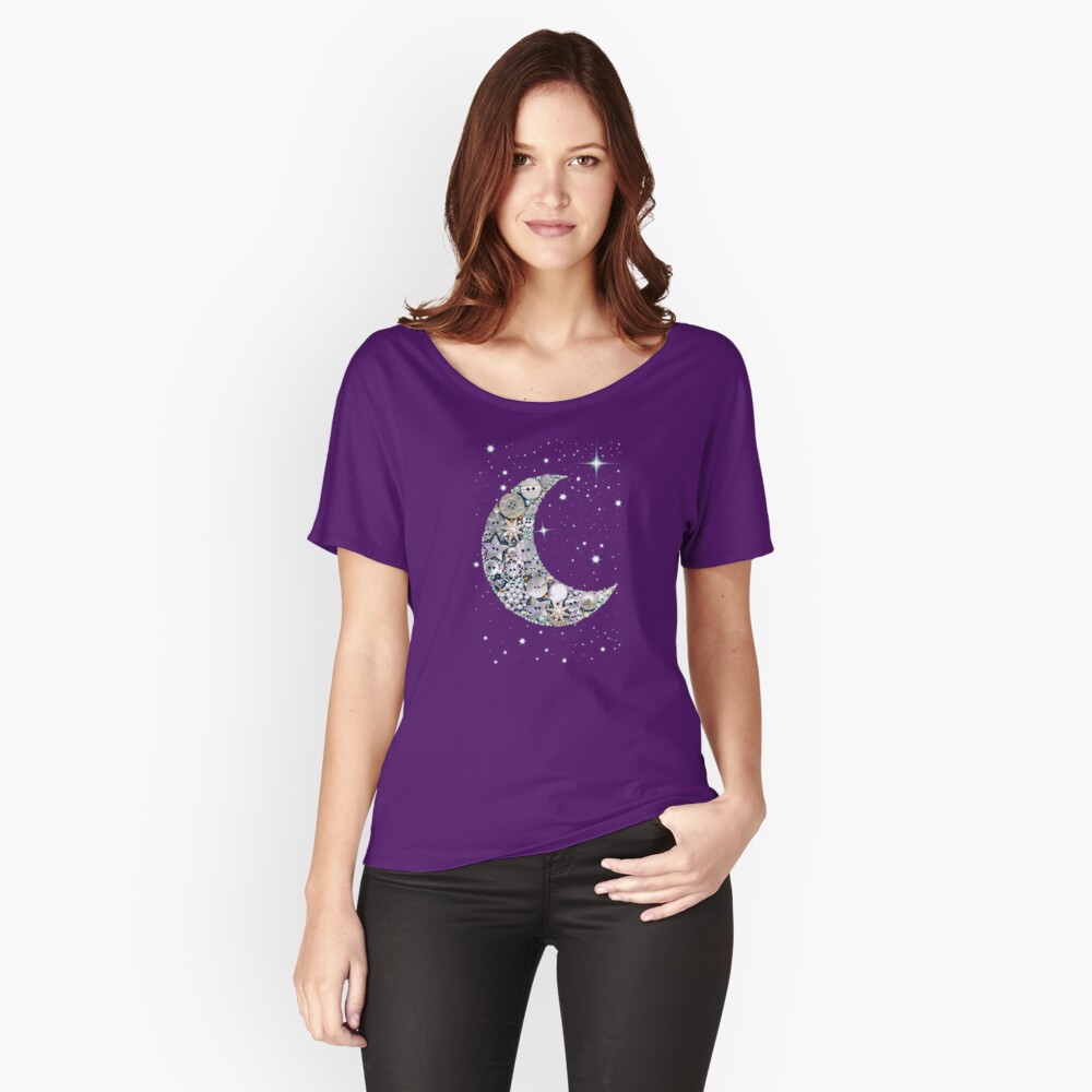 Moon // vintage button moon and stars // Venus // Womens Relaxed Fit T-Shirt