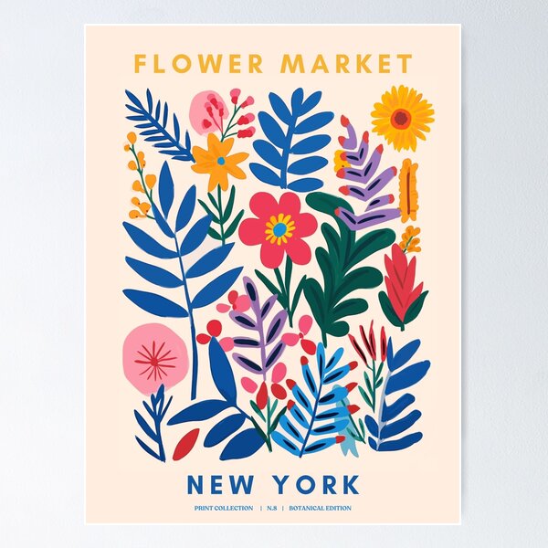 Item preview, Flower market, New York, Colorful retro print, Cottagecore decor, Aesthetic poster, Floral art, Abstract flowers, Henri Matisse designed and sold by KosiBosi.