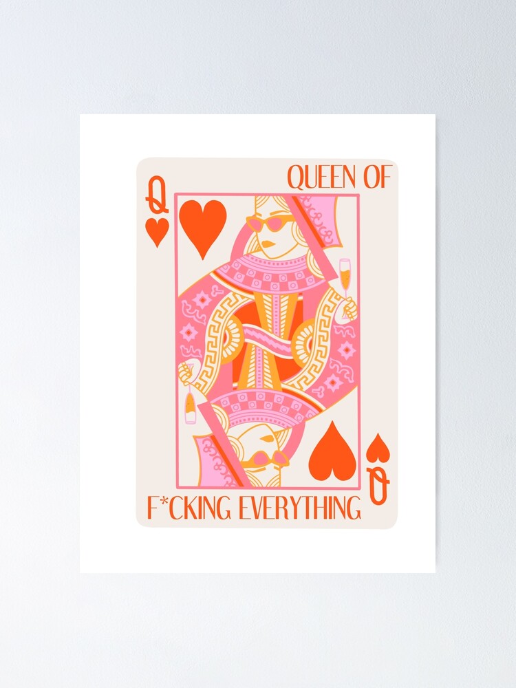Queen of Hearts Pink Print Cowgirl, Cowgirl Poker Card, Trendy Queen of  Hearts, Preppy Wall Decor, Trendy Dorm Decor 