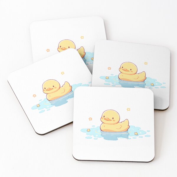Item preview, Cute Kawaii Yellow Rubber Duck Swimming designed and sold by CozyKawaiiArt.