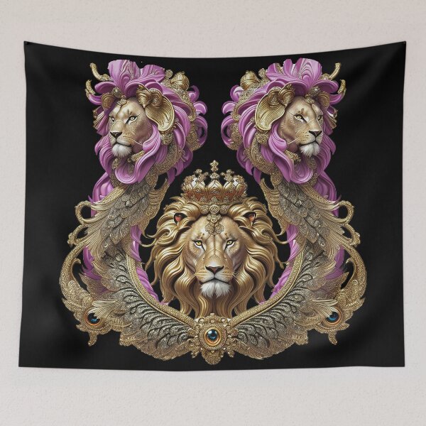 Item preview, Majestic Lion King Golden Decorative Baroque Art designed and sold by artelligens.