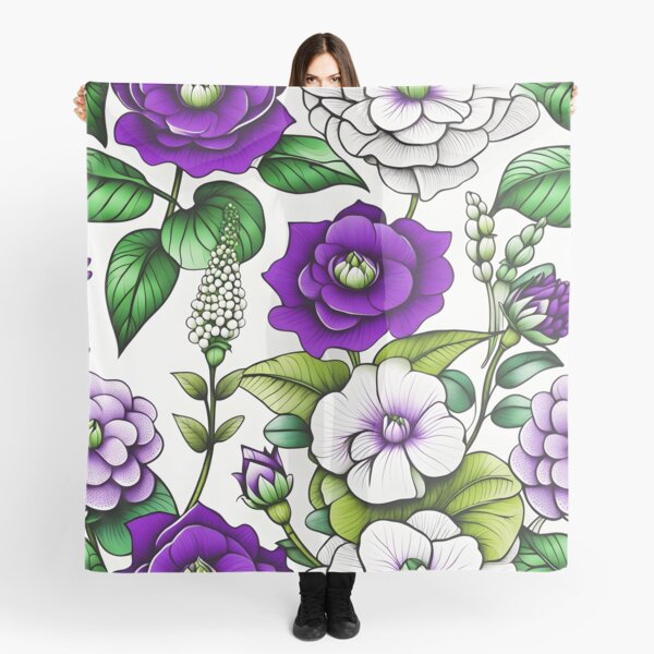 Suffragette Colours Floral Scarf