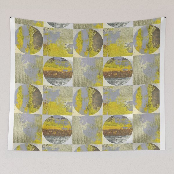 Item preview, Geometric rusty wall yellow gray designed and sold by Alessandro Remo Mazzoni Remotextiles.