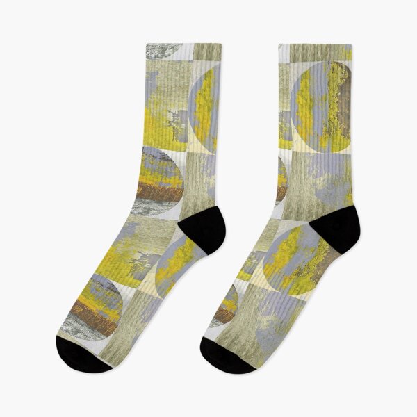 Item preview, Geometric rusty wall yellow gray designed and sold by Alessandro Remo Mazzoni Remotextiles.