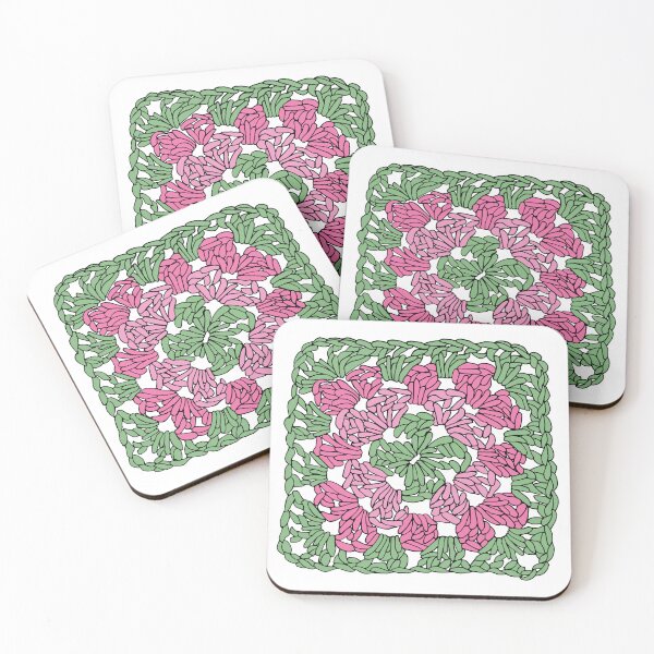 Item preview, Granny square (pink and green) designed and sold by dorisandfred.