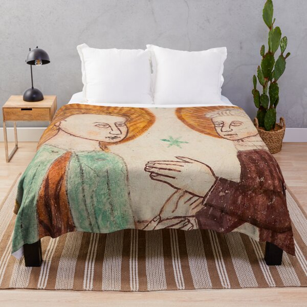 Item preview, Poster with a medieval fresco showing Virgin Mary in the ‘Visitation' designed and sold by Postertale.