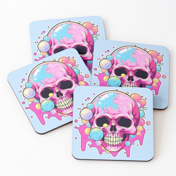 Item preview, Lollipop Skull Colorful Bubblegum Pink and Blue Sweets Juicy Spooky Halloween designed and sold by BubbleBone.