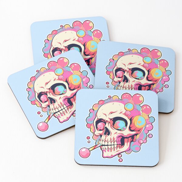 Item preview, Lollipop Skull Colorful Bubblegum Pink and Blue Sweets Juicy Spooky Halloween designed and sold by BubbleBone.