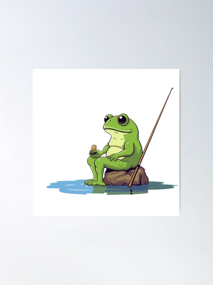 Frog fishing Sticker for Sale by PawelNature