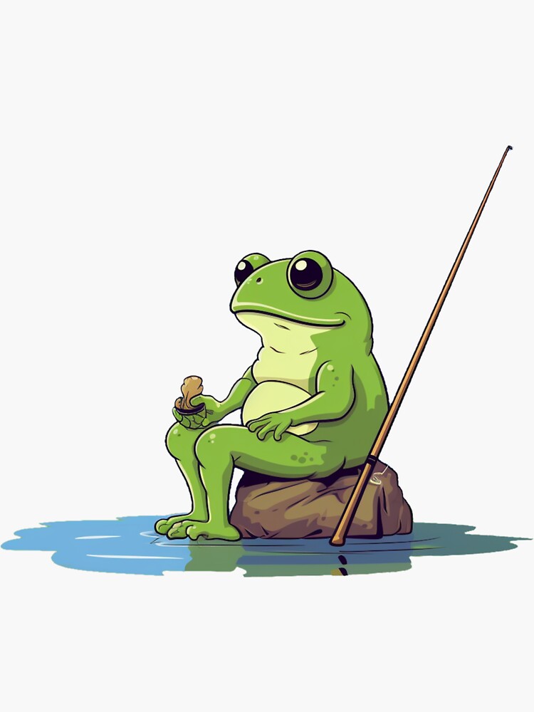 Frog fishing Sticker for Sale by PawelNature