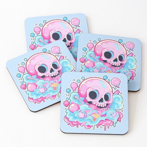 Item preview, Lollipop Skull Colorful Bubblegum Pink and Blue Sweets Juicy Spooky Halloween designed and sold by BubbleBone.