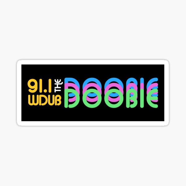 91.1 WDUB the Doobie Retro Rainbow Font Sticker