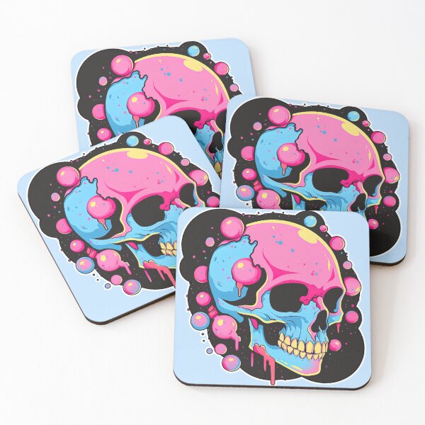 Item preview, Lollipop Skull Colorful Bubblegum Pink and Blue Sweets Juicy Spooky Halloween designed and sold by BubbleBone.