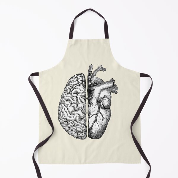 Item preview, Vintage style half brain half heart, brain or heart and feeling, human heart and brain total white designed and sold by Collagedream.
