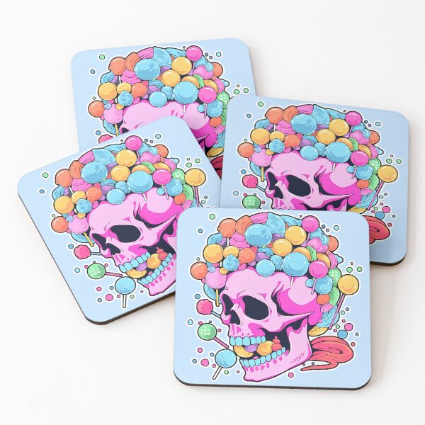 Item preview, Lollipop Skull Colorful Bubblegum Pink and Blue Sweets Juicy Spooky Halloween designed and sold by BubbleBone.