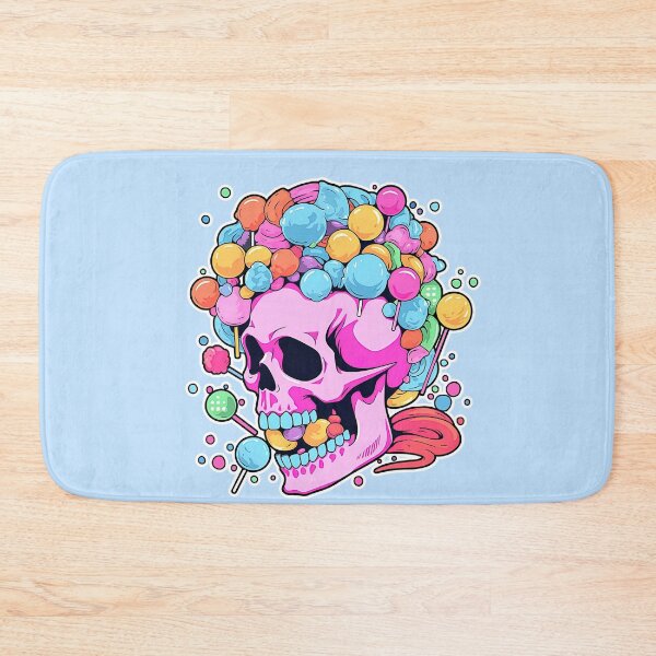 Item preview, Lollipop Skull Colorful Bubblegum Pink and Blue Sweets Juicy Spooky Halloween designed and sold by BubbleBone.