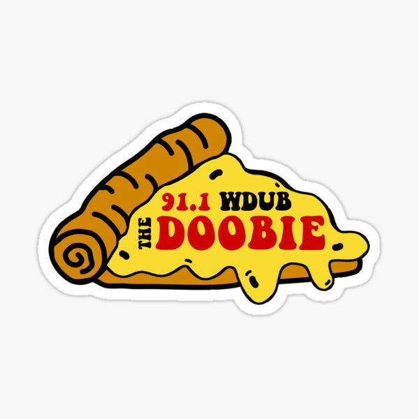 91.1 WDUB the Doobie Pizza Design Sticker