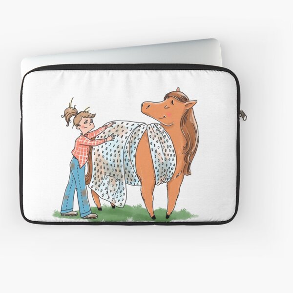 Aperçu de l'œuvre Fille avec son cheval enveloppé de bulles créée et vendue par Hoof and Paw Place.