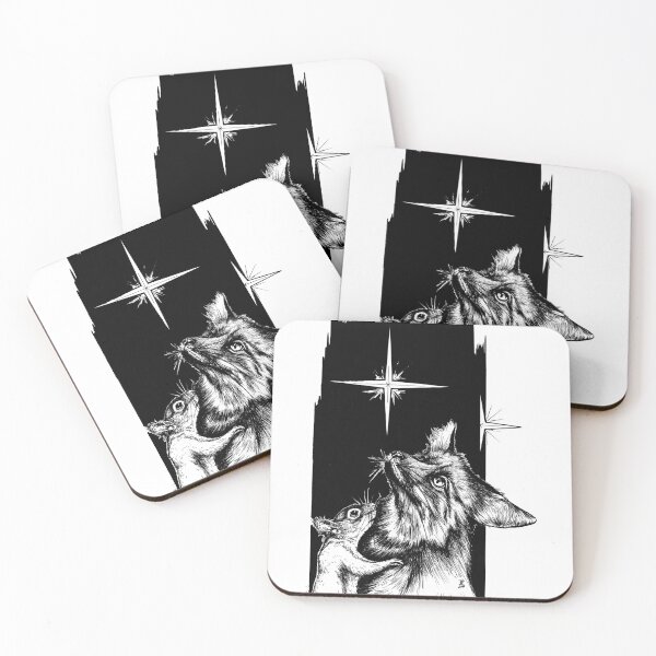 Item preview, Fox and squirrel in front of a night sky with stars designed and sold by camarocaro.